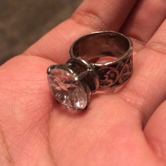 Size 6.5 sterling made in Israel ring large cz statement cocktail ring - Picture 8 of 11